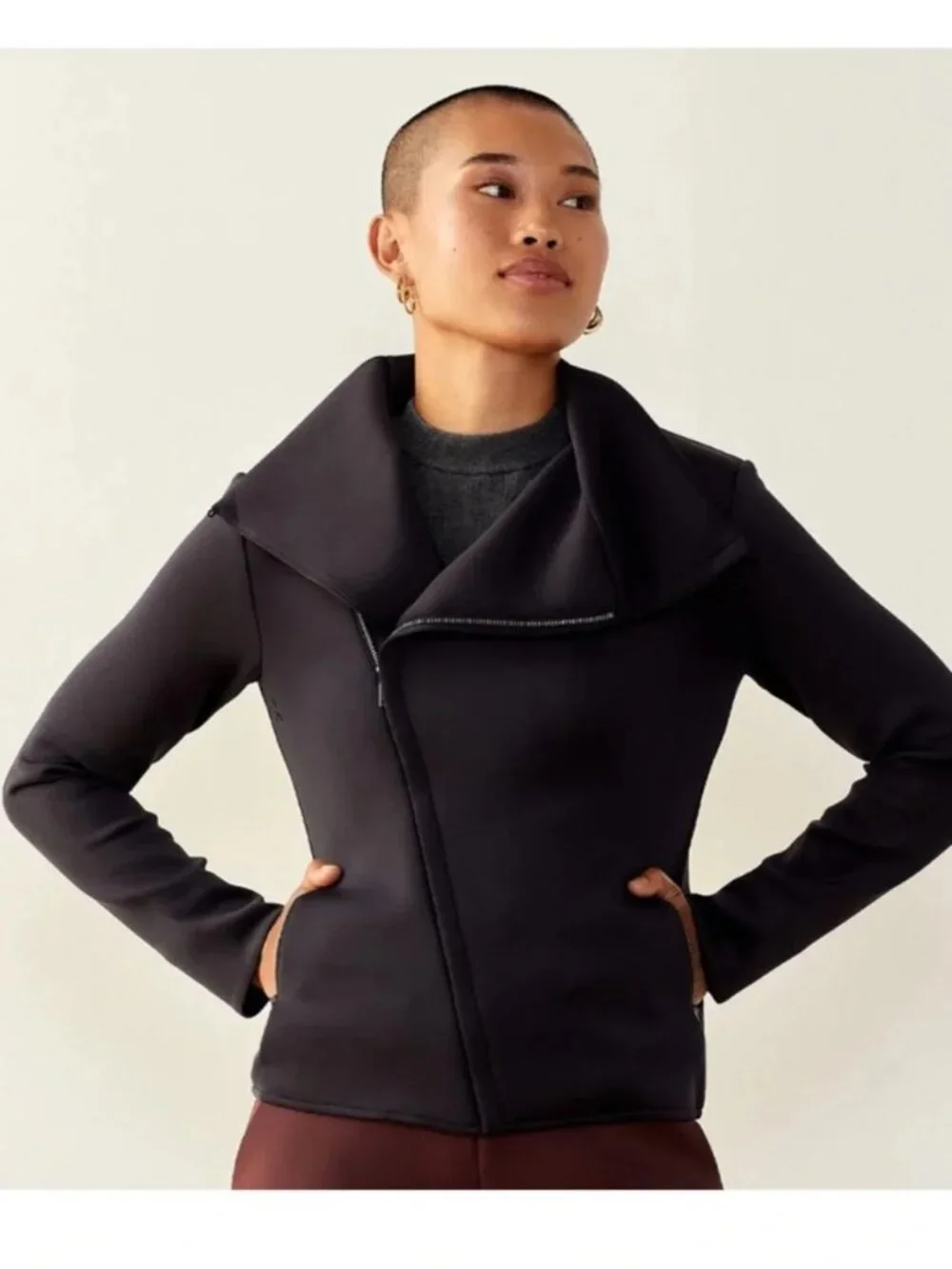 ADAY Up in the Air Lightweight Asymmetrical Zip Jacket, Black, Medium
